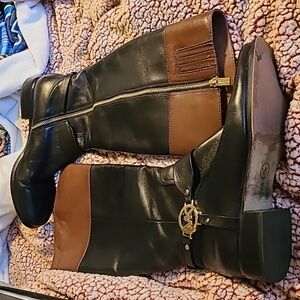 Ladies leather harness boots